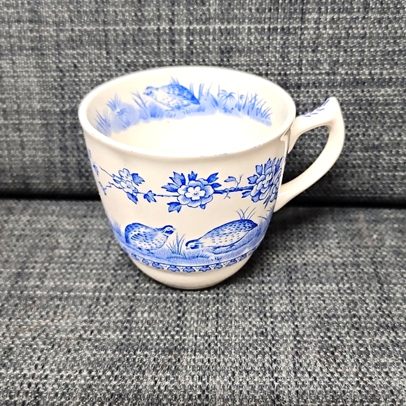 FURNIVALS QUAIL 1913 England China Blue Demitasse Espresso Teacup&Saucer VINTAGE - Picture 5 of 9